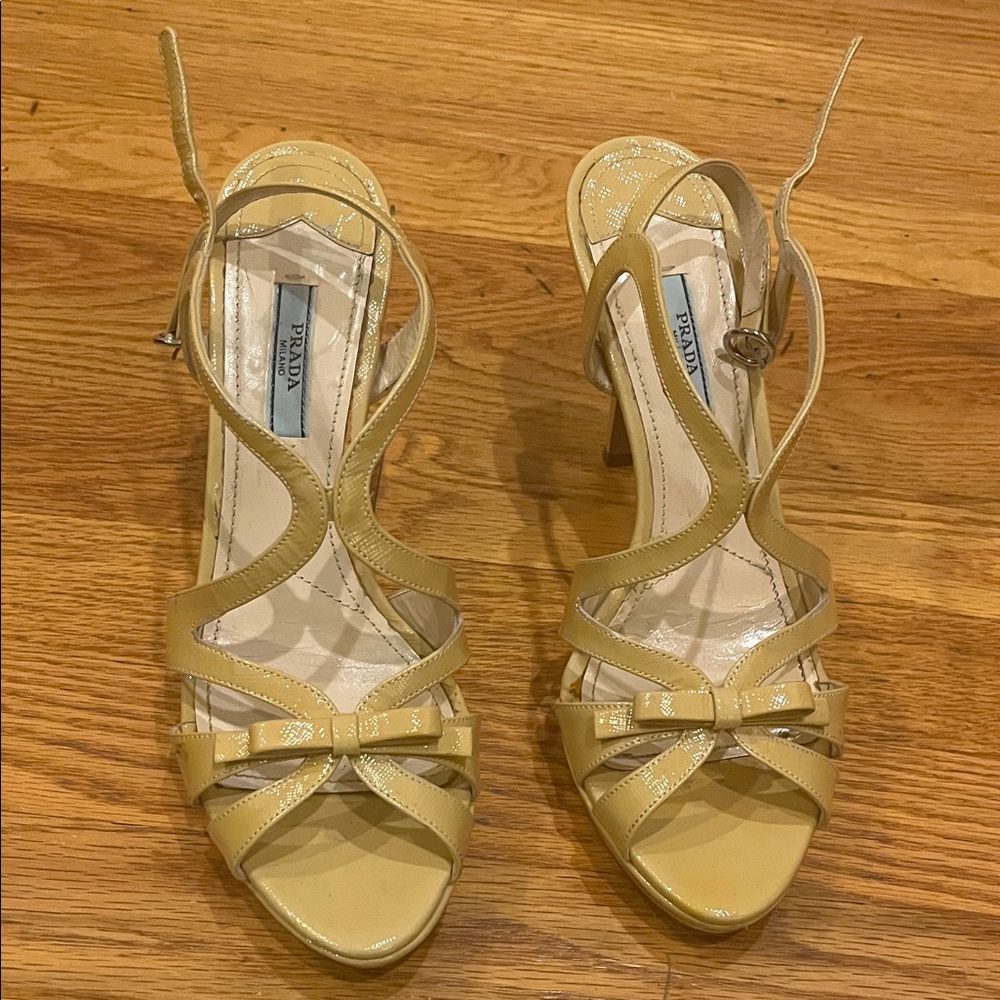 PRADA Women's Cream Strappy Heels